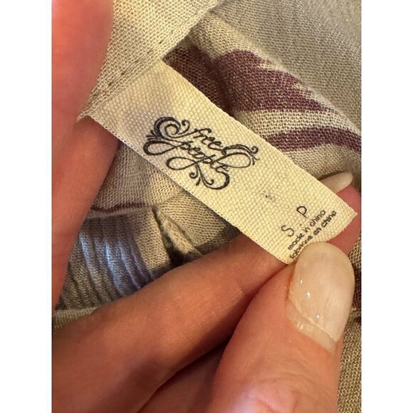 Free People Dress Women Small Gray Purple Floral Swing Flowy Key Hole Tunic Mini - Picture 10 of 11